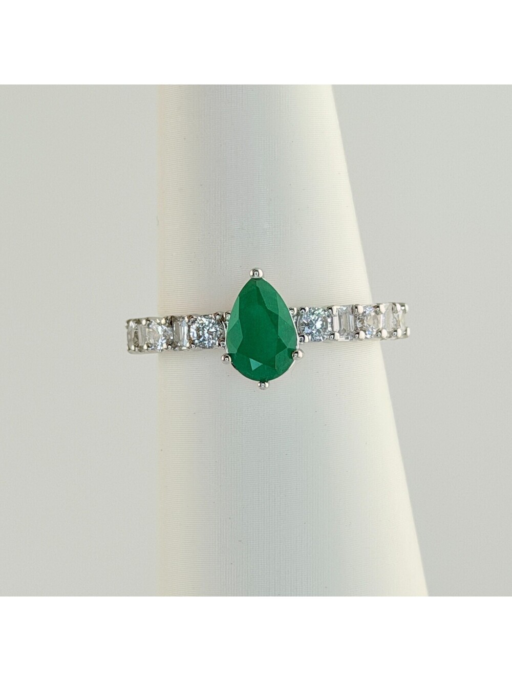 Bomb Party Ring Sz 11 “Wrapped Up In You" LC Emerald + Quartz on Rhodium RBP7500